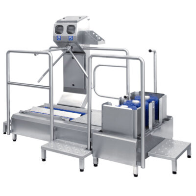 Hygiene station: Hand disinfection, sole cleaning, boot shaft cleaning