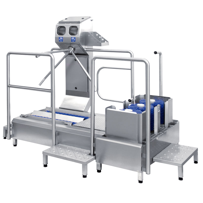 Hygiene station: Hand disinfection, sole cleaning, boot shaft cleaning