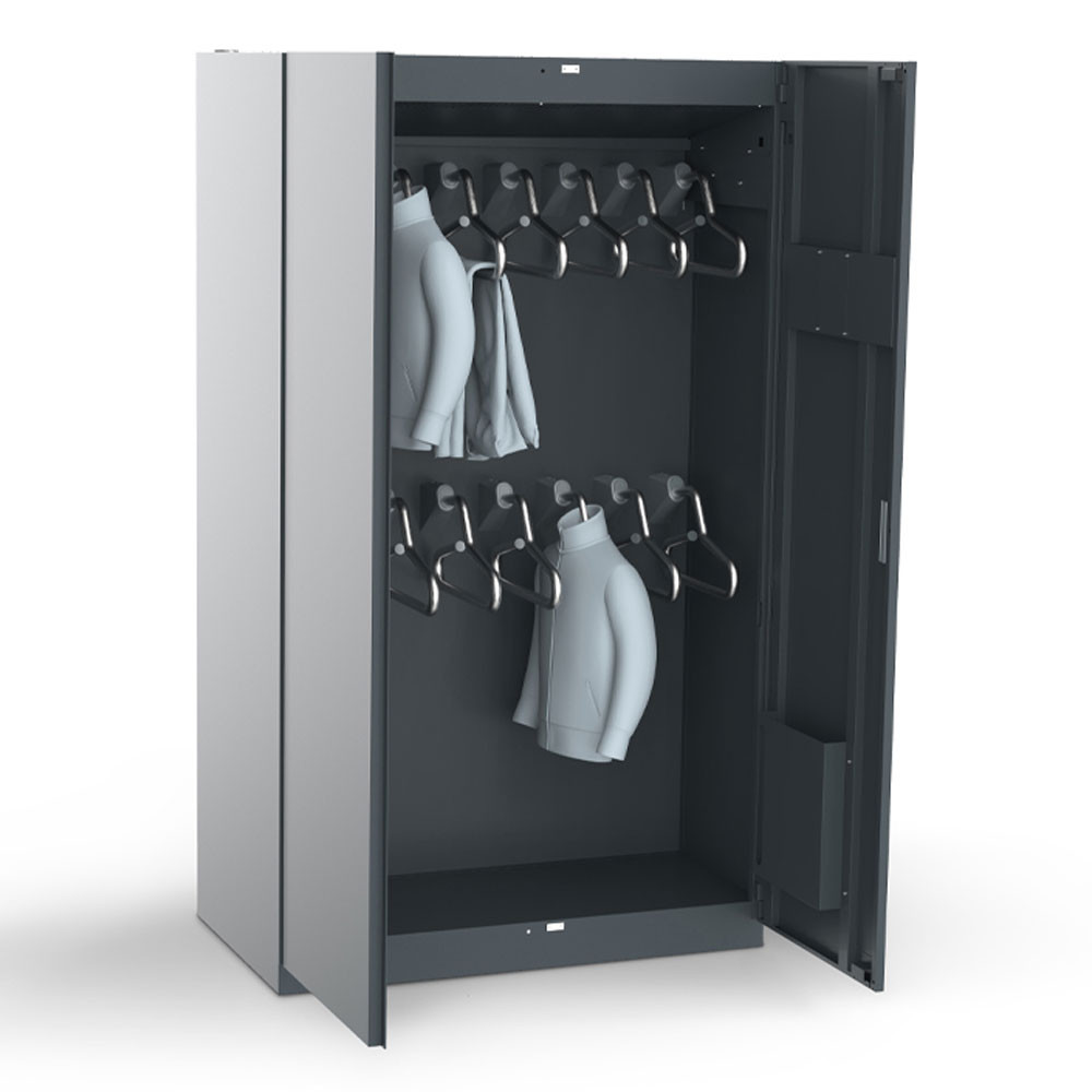 Drying cabinet for 16 jackets and pants with condensation drying