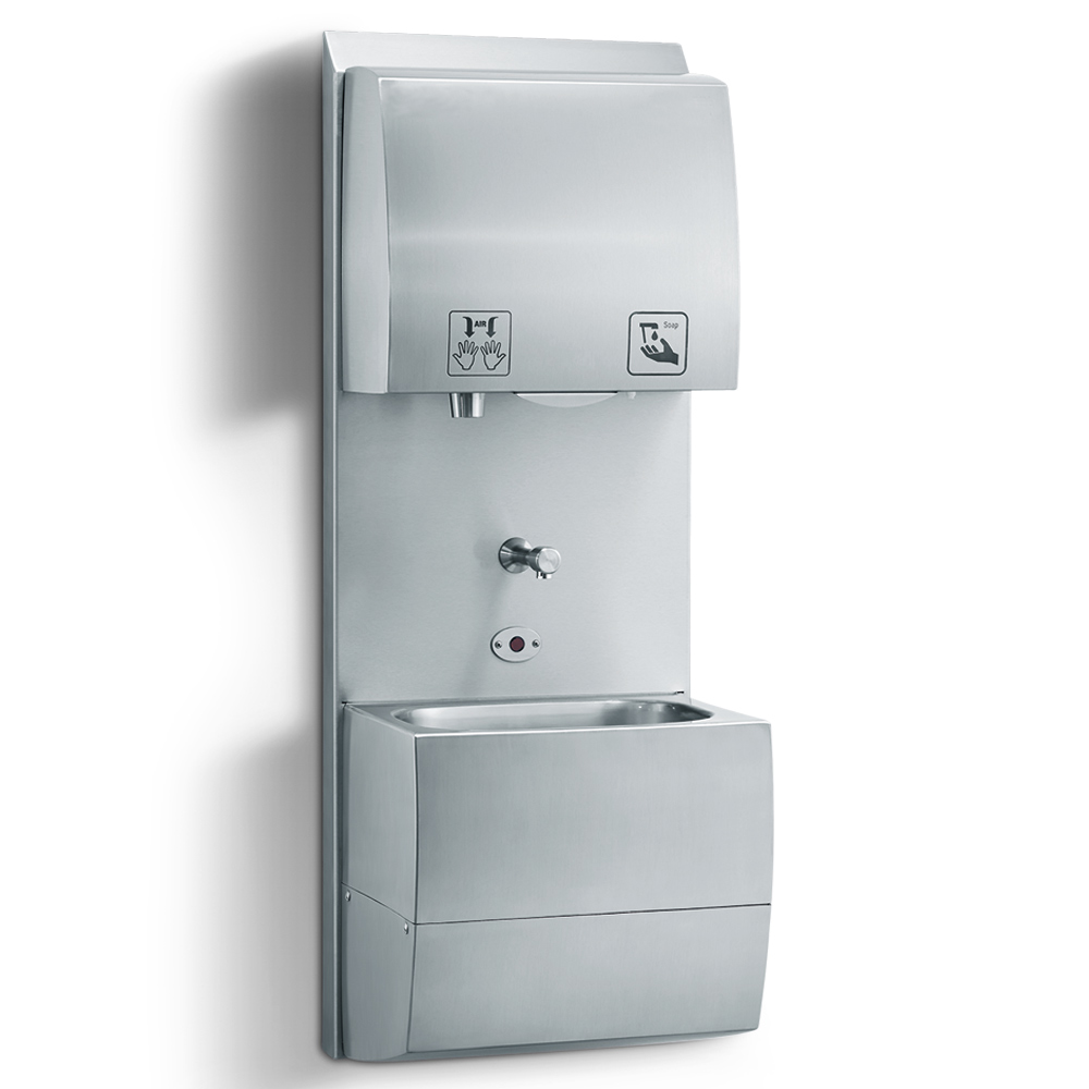 Compact all-in-one hand wash basin